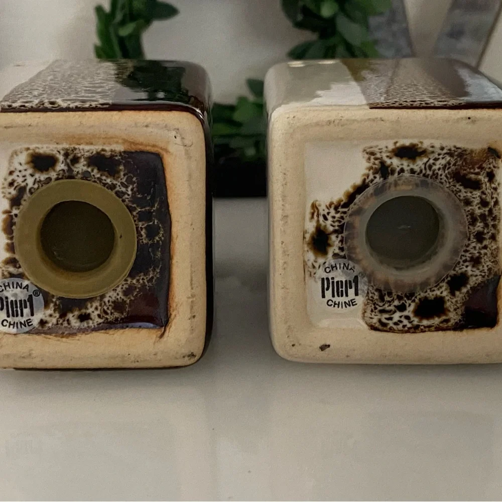 Pier 1 Salt & Pepper Shakers‎ Retired Mid Century Modern Ceramic Brown